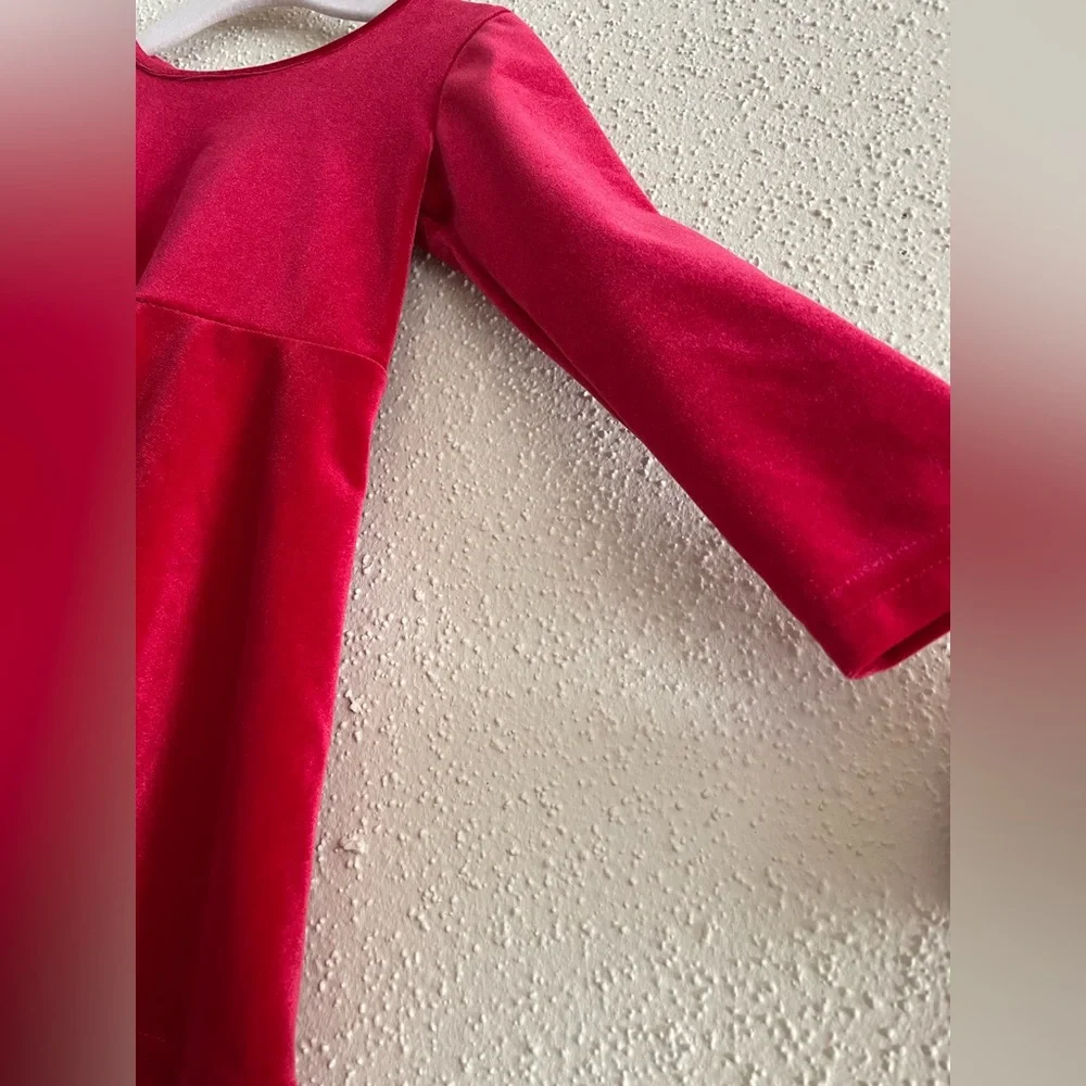 The Children's Place Red Velvet Long Sleeve Skater Dress
